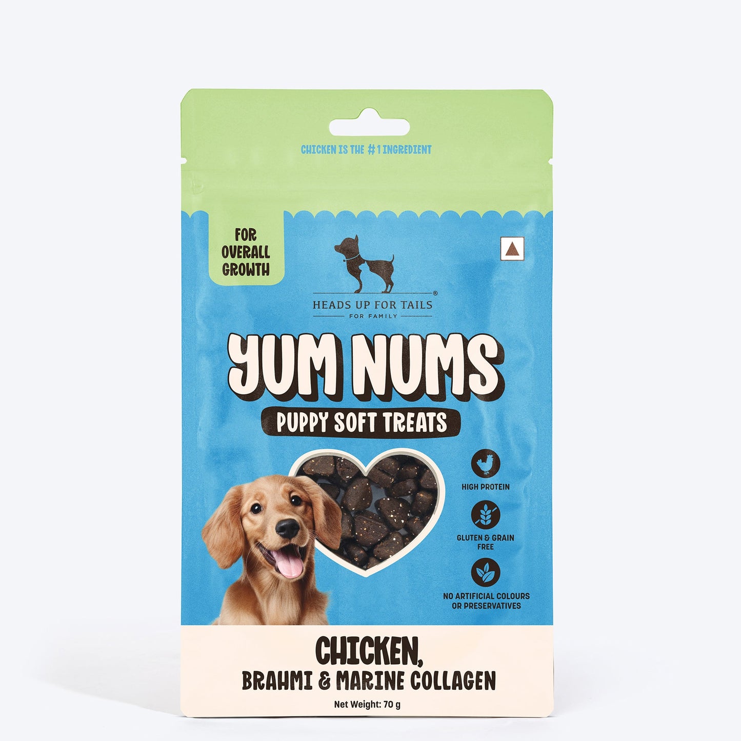 HUFT Yum Nums Chicken, Brahmi & Marine Collagen Puppy Soft Treats - 70 g