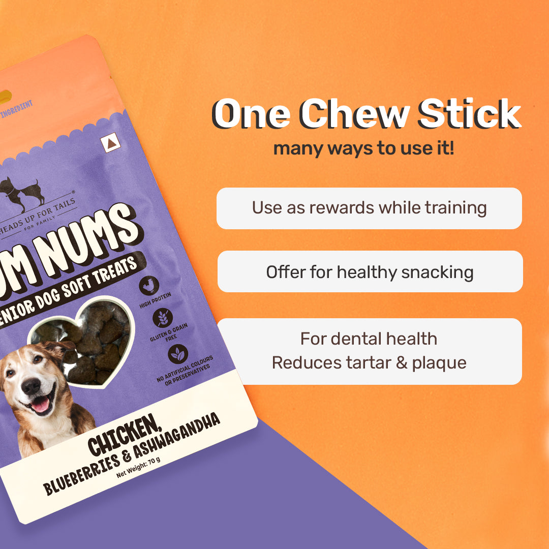 HUFT Yum Nums Chicken, Blueberries & Ashwagandha Soft Treat For Senior Dog - 70 g