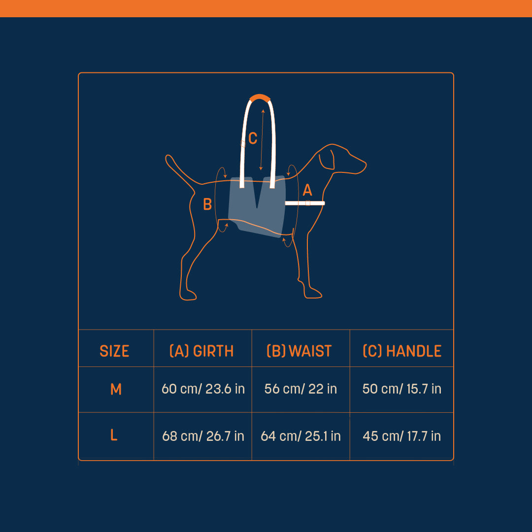 HUFT Trooper Mid-Body (Belly) Support Lift Harness For Dogs - Navy Blue