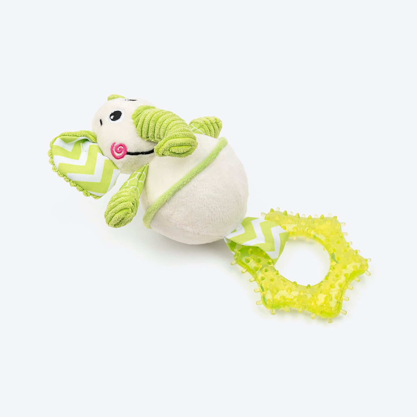 HUFT Billy The Elly Squeaky Plush Puppy Toy - White & Green