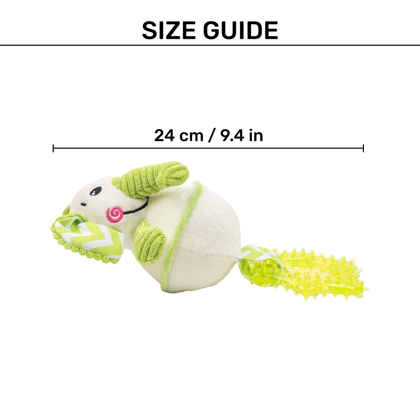 HUFT Billy The Elly Squeaky Plush Puppy Toy - White & Green