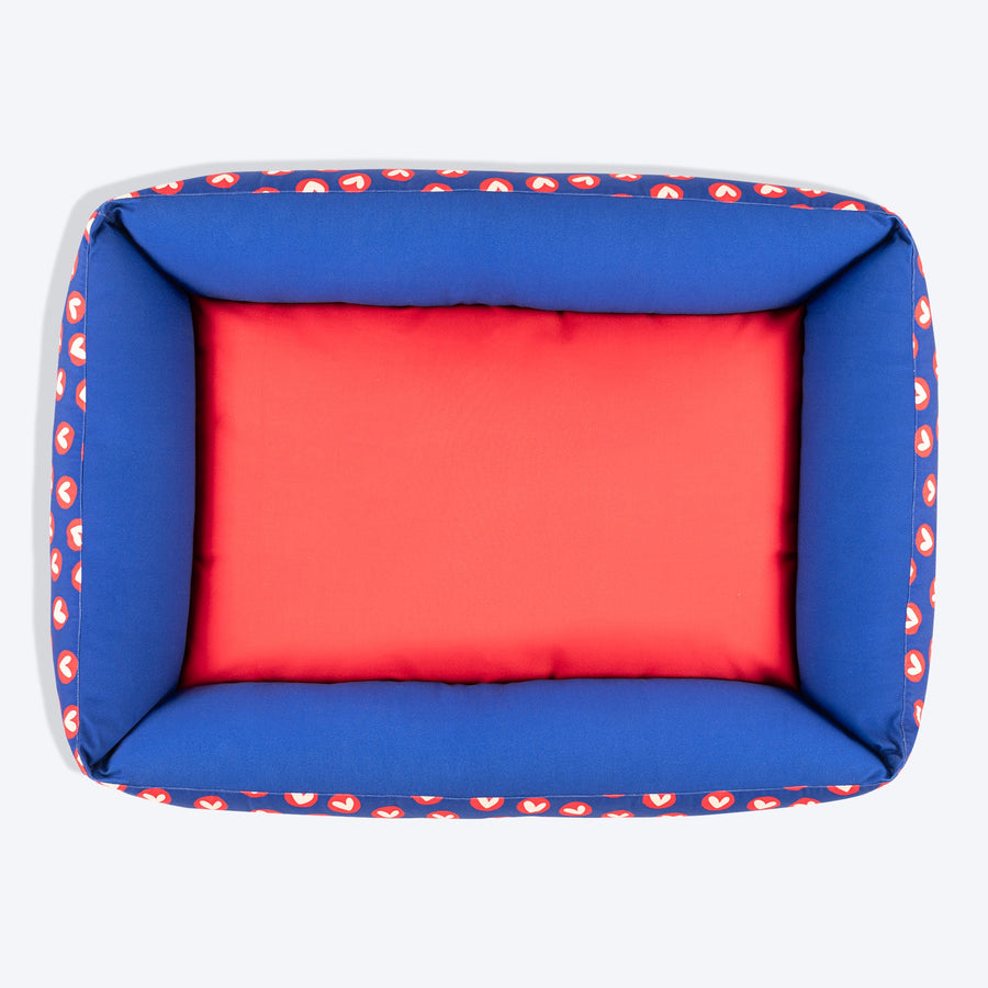 HUFT CuddleLove Lounger Bed For Dog - Red & Navy