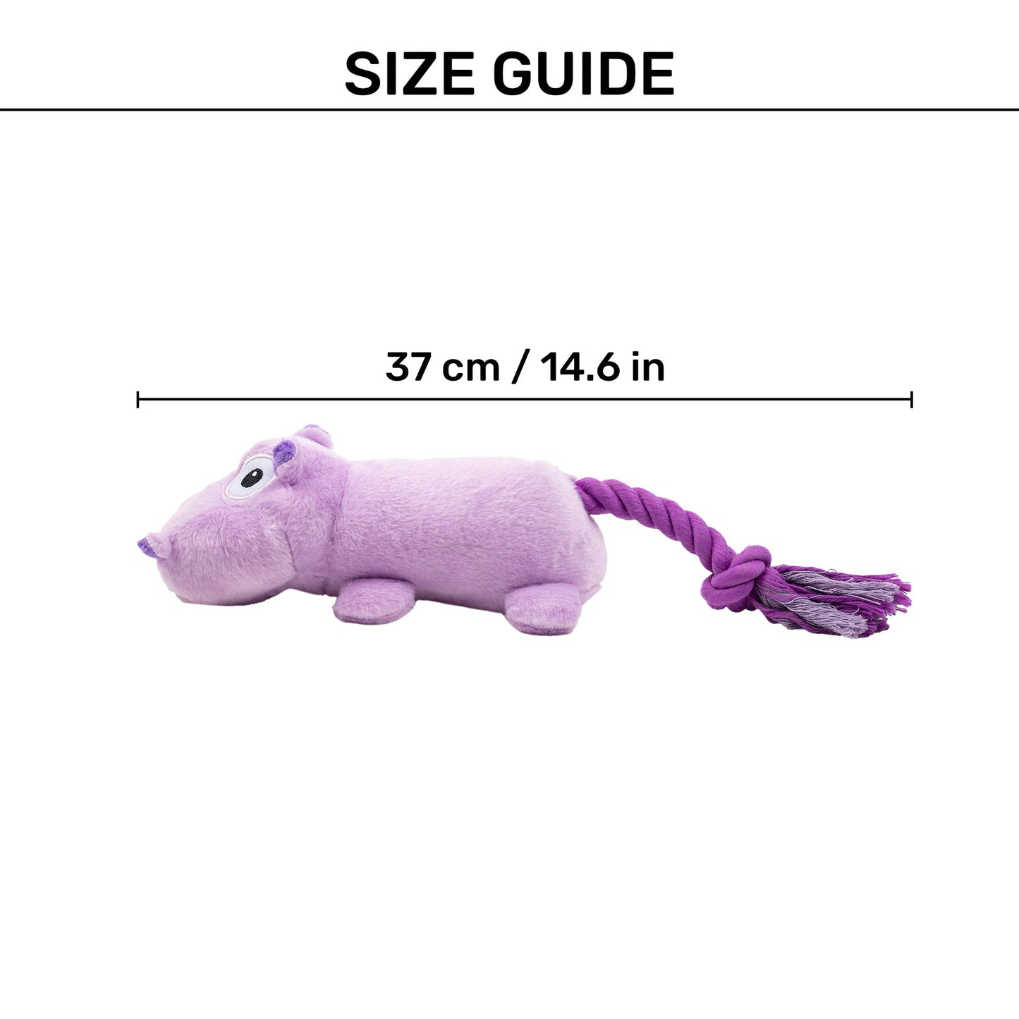 HUFT Hip Hip Hippo Squeaky Plush Toy For Dog
