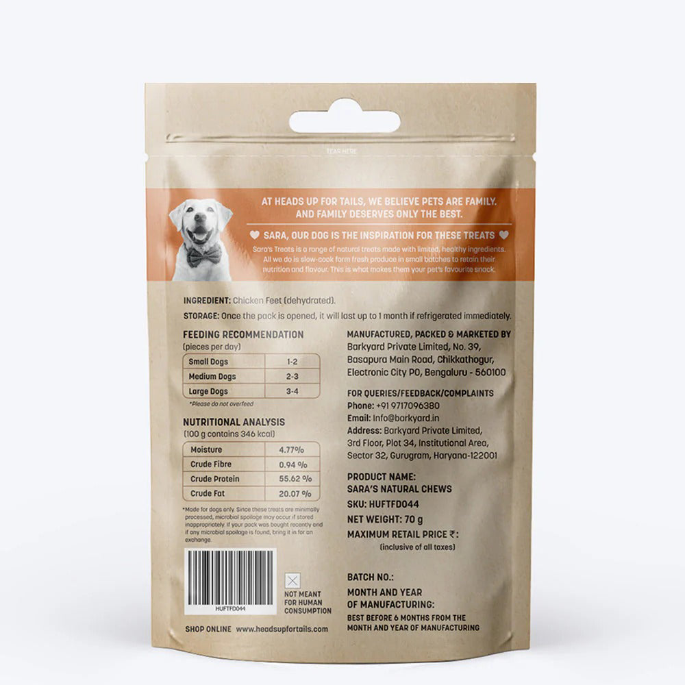 HUFT Sara's Dehydrated Chicken Feet Dog Treats - 80 g - 8 Pcs
