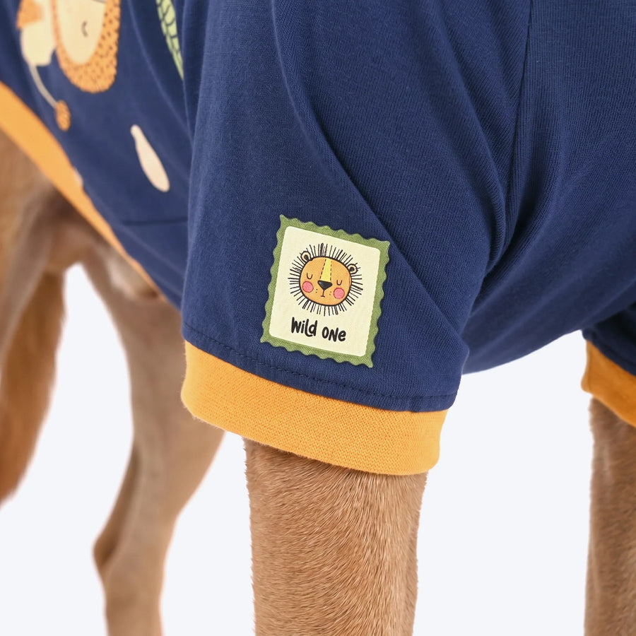 HUFT Wild One Printed T-Shirt For Dog - Navy Blue