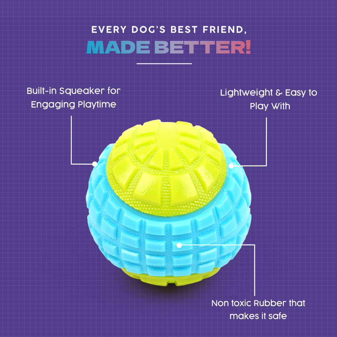 Dash Dog Squeaky Serve Tennis Ball Fetch Toy For Dog - Blue & Green