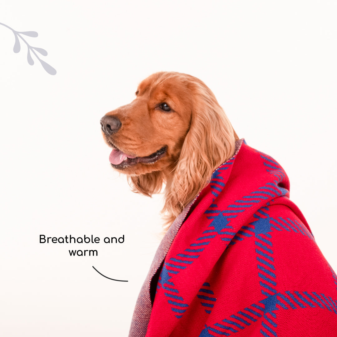 HUFT Warm Hug Blanket For Pets - Red & Navy Blue - Heads Up For Tails