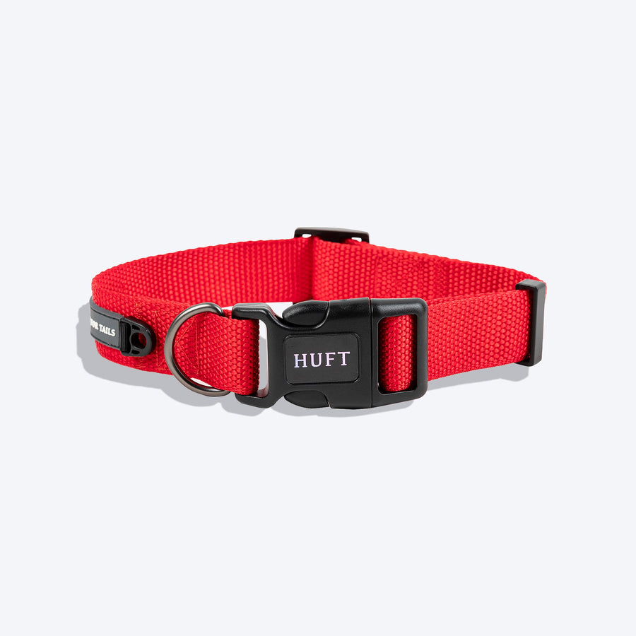 HUFT Basics Dog Collar - Crimson Red - Heads Up For Tails