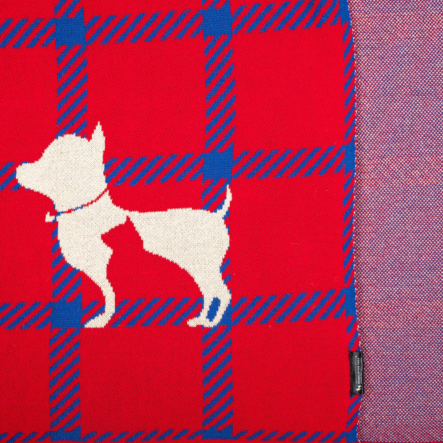 HUFT Warm Hug Blanket For Pets - Red & Navy Blue - Heads Up For Tails