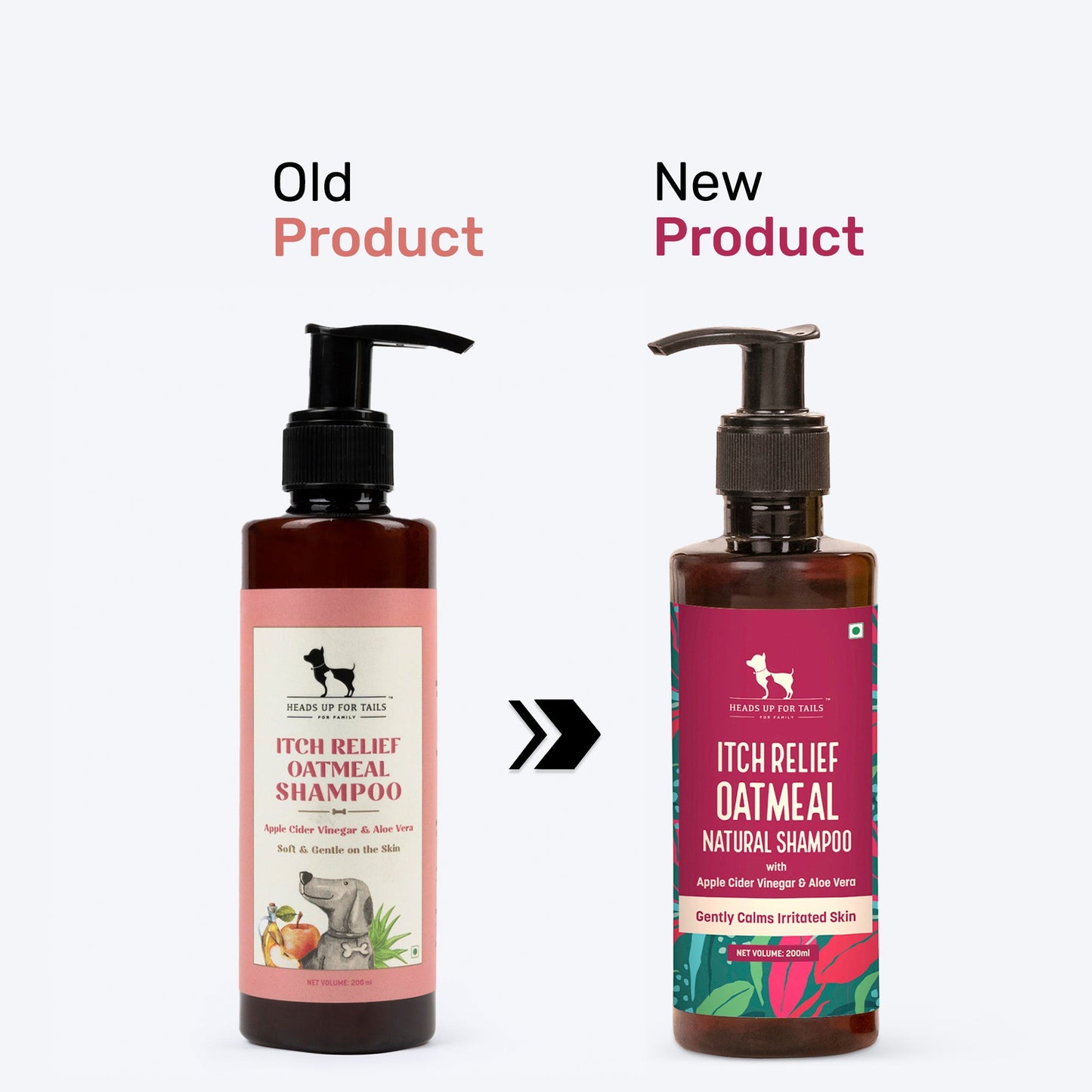 HUFT Natural Itch Relief Oatmeal Shampoo For Dogs - Apple Cider Vinegar & Aloe Vera - Heads Up For Tails