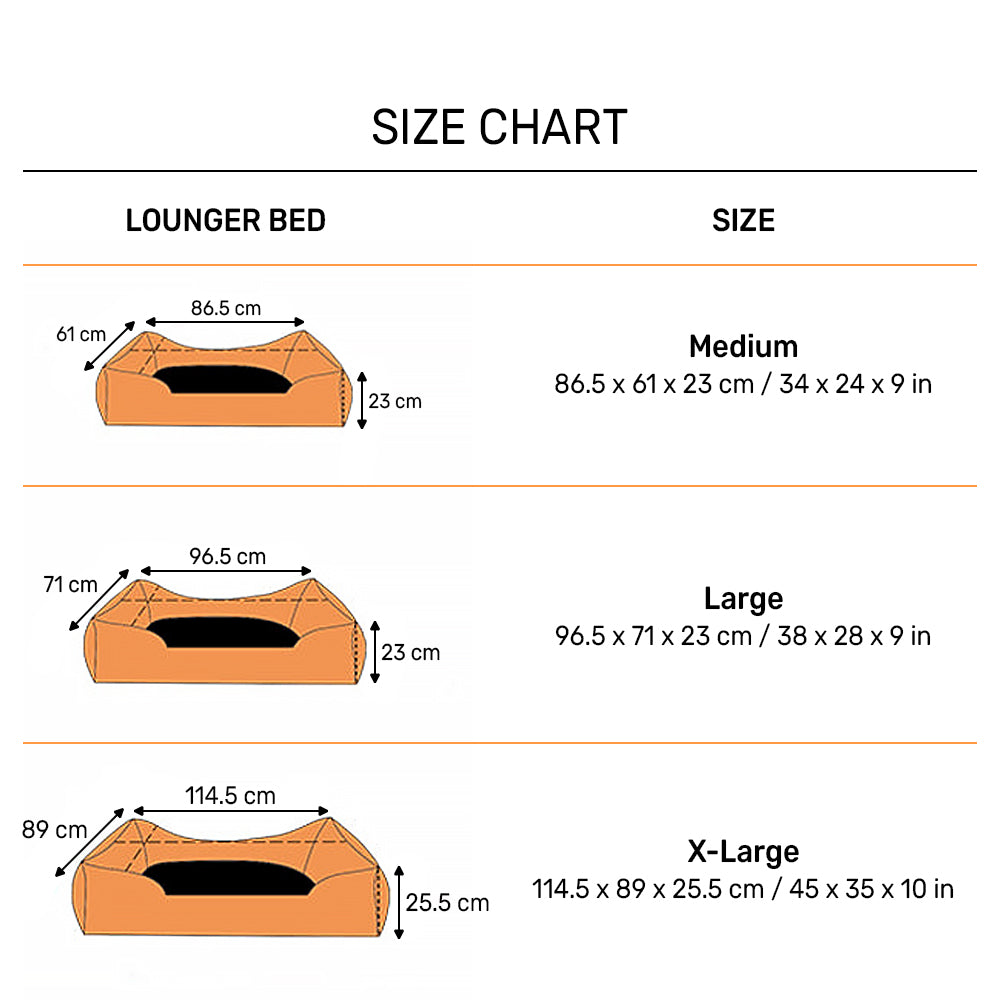 HUFT Classic Lounger Beds For Dogs - Red With Navy - Heads Up For Tails