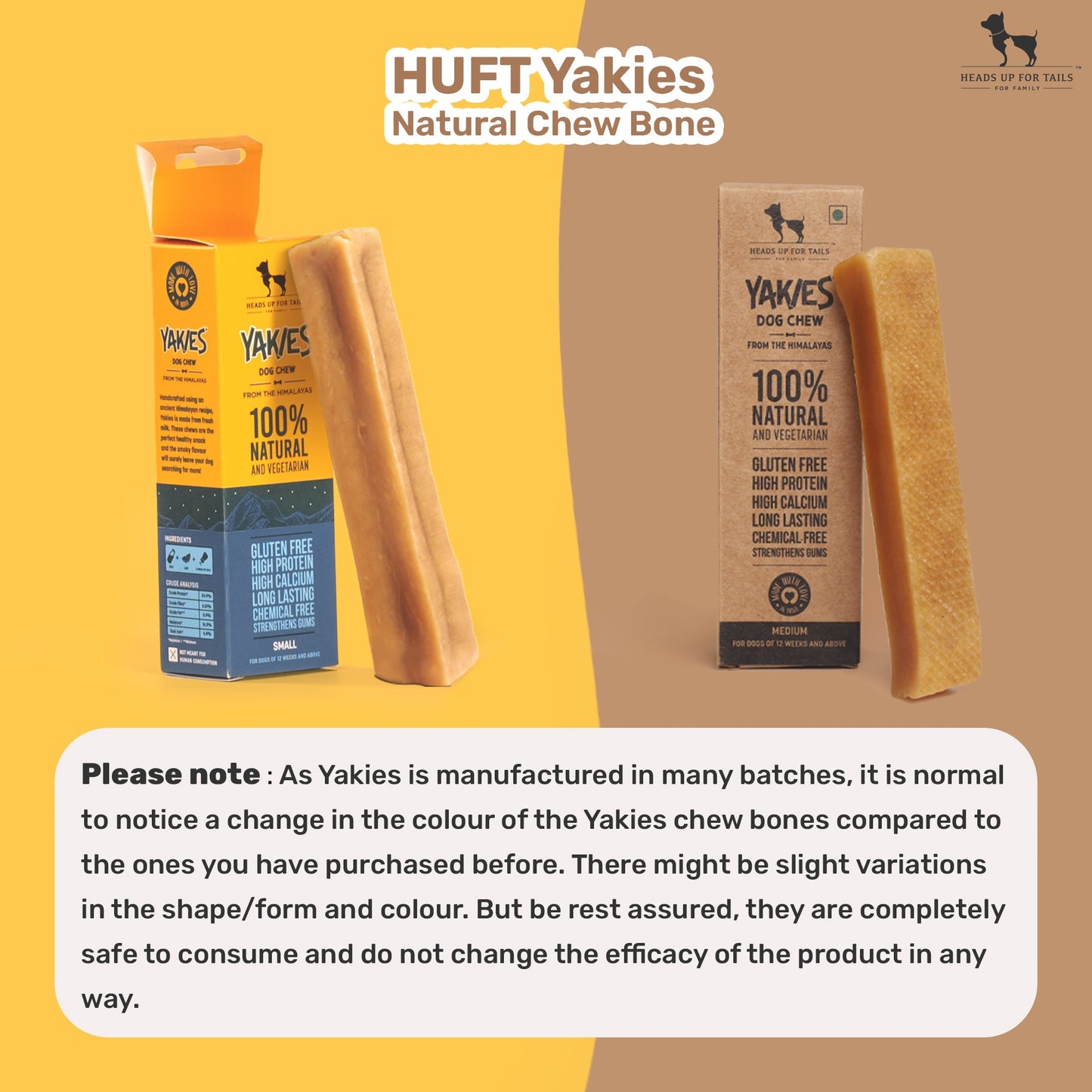 HUFT Yakies Vegetarian Natural Chew Bone - Heads Up For Tails