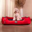 HUFT Ellie Classic Lounger Bed For Dog - Red & Navy