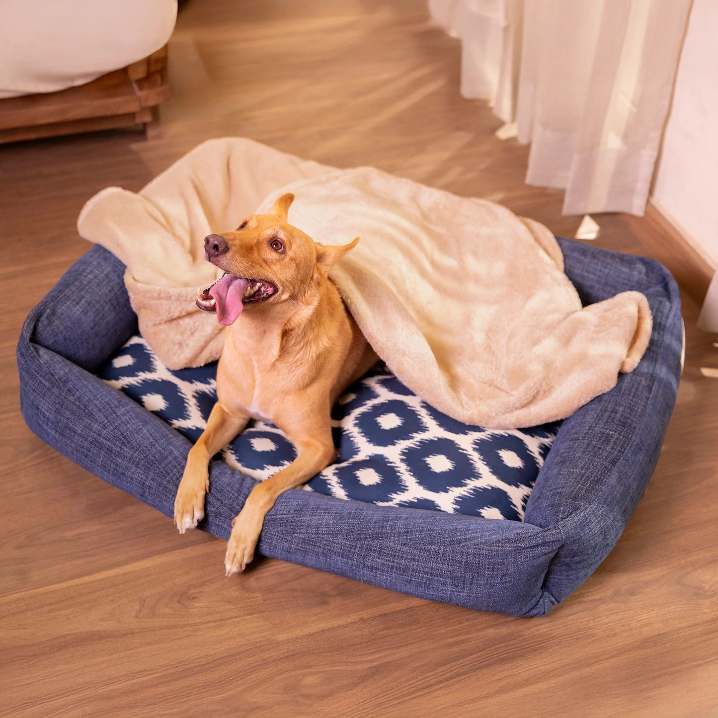 HUFT Blueloom Lounger Bed For Dog - Blue