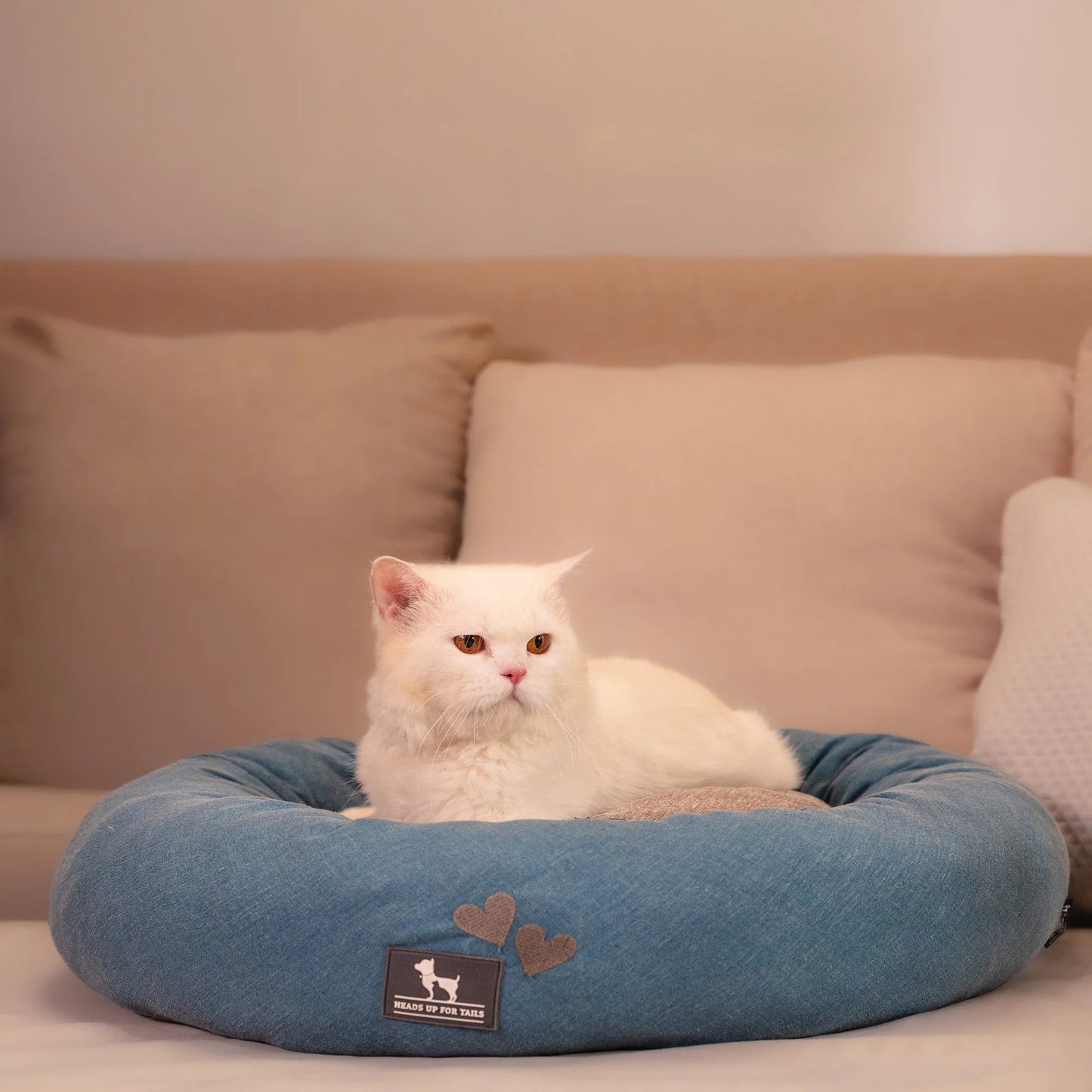 HUFT Dreamy Donut Bed For Cat and Puppy - Teal & Grey