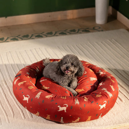 HUFT Bloom Buddies Donut Bed For Dog - Rust