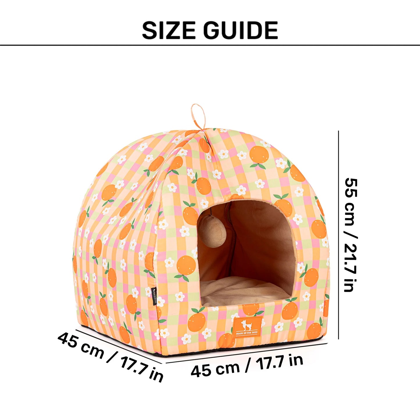 HUFT Tangy Blossoms Tent Bed For Cats - Orange