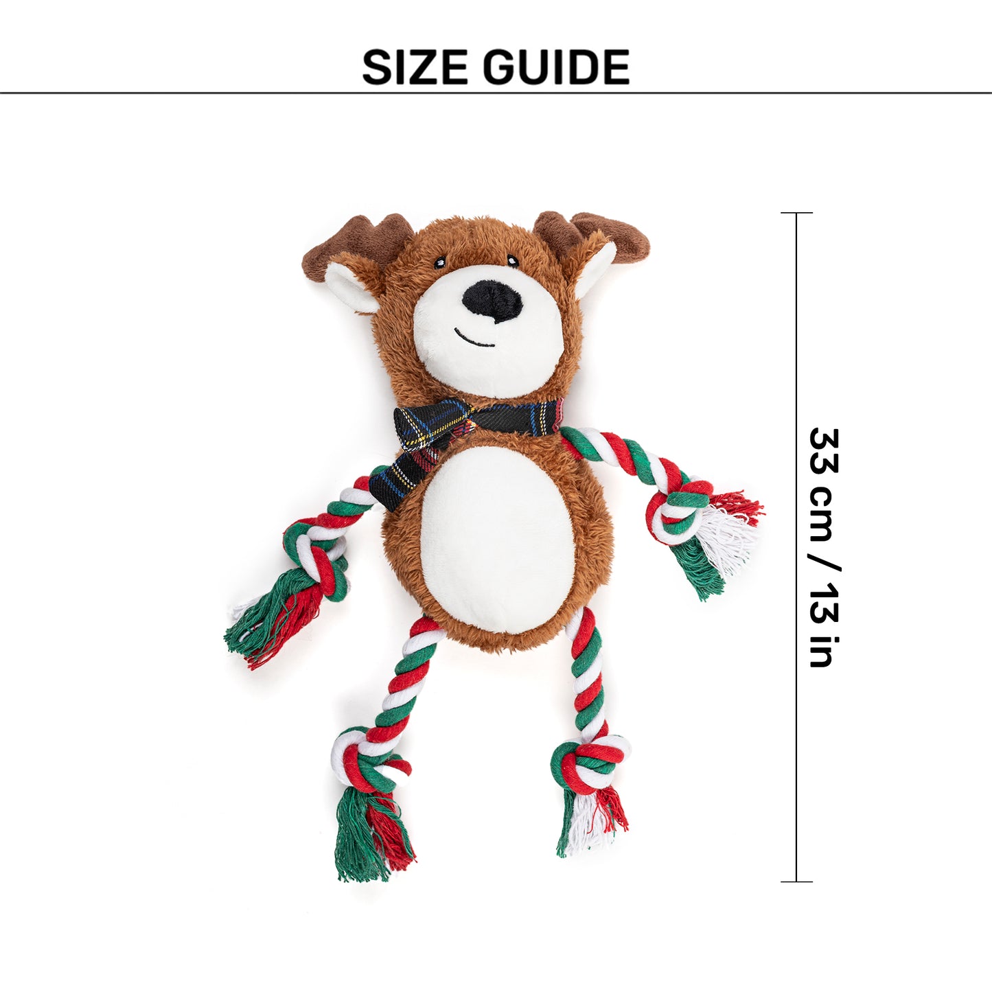 HUFT Rudy-Rope Plush Toy for Dog - Brown & Red - L