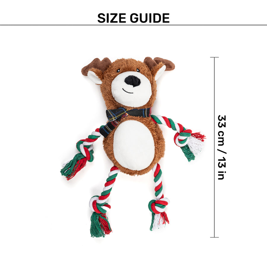 HUFT Rudy-Rope Plush Toy for Dog - Brown & Red - L