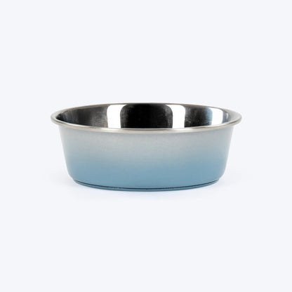 HUFT Tiny Tails Printed Steel Bowl For Puppy - Blue & Grey