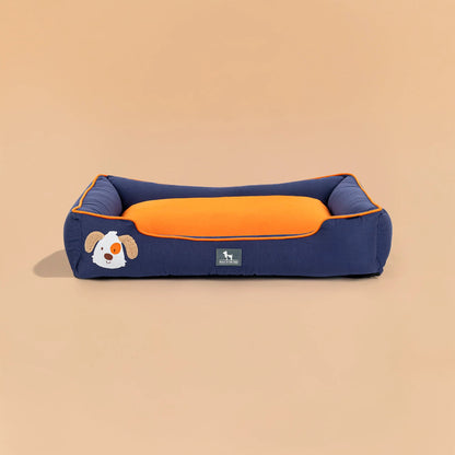 HUFT Woofie Classic Lounger Bed For Dog - Blue & Orange