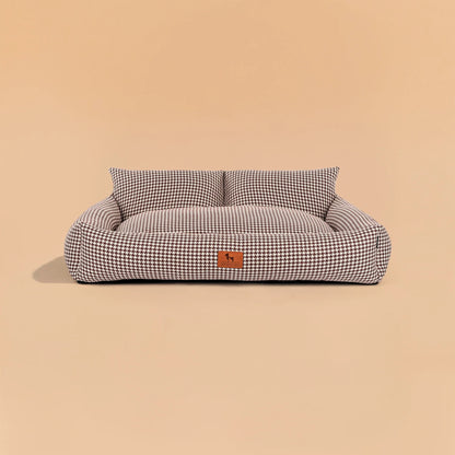 HUFT Cookie Houndstooth Lounger Bed For Dog - Brown