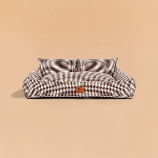 HUFT Cookie Houndstooth Lounger Bed For Dog - Brown