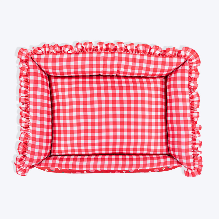 HUFT Berrylicious Lounger Bed For Dog - Red and Pink