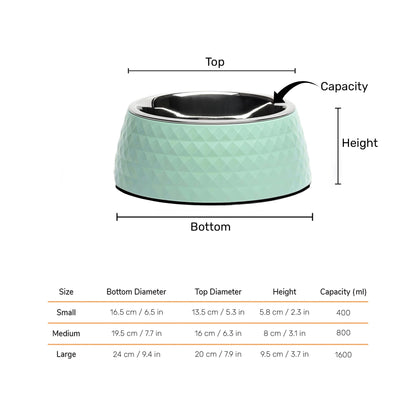 HUFT Breezy Basics Prism Embossed Melamine Bowl For Dog - Pastel Green