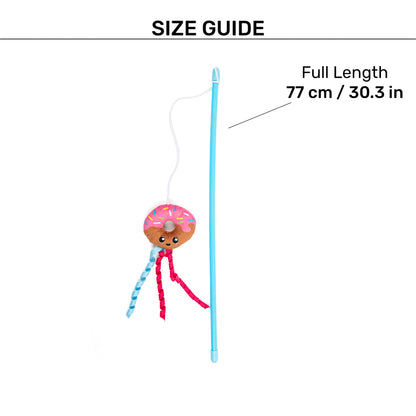 HUFT Donut Delight Wand Toy For Cat - Pink & Blue