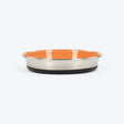 HUFT Furry Paws Printed Steel Bowl For Cat - Peach