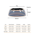 HUFT Happy Stripes Printed Melamine Bowl With Steel Insert For Dog - Blue & Peach