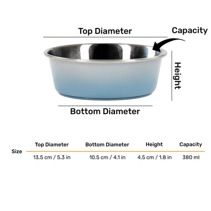 HUFT Tiny Tails Printed Steel Bowl For Puppy - Blue & Grey