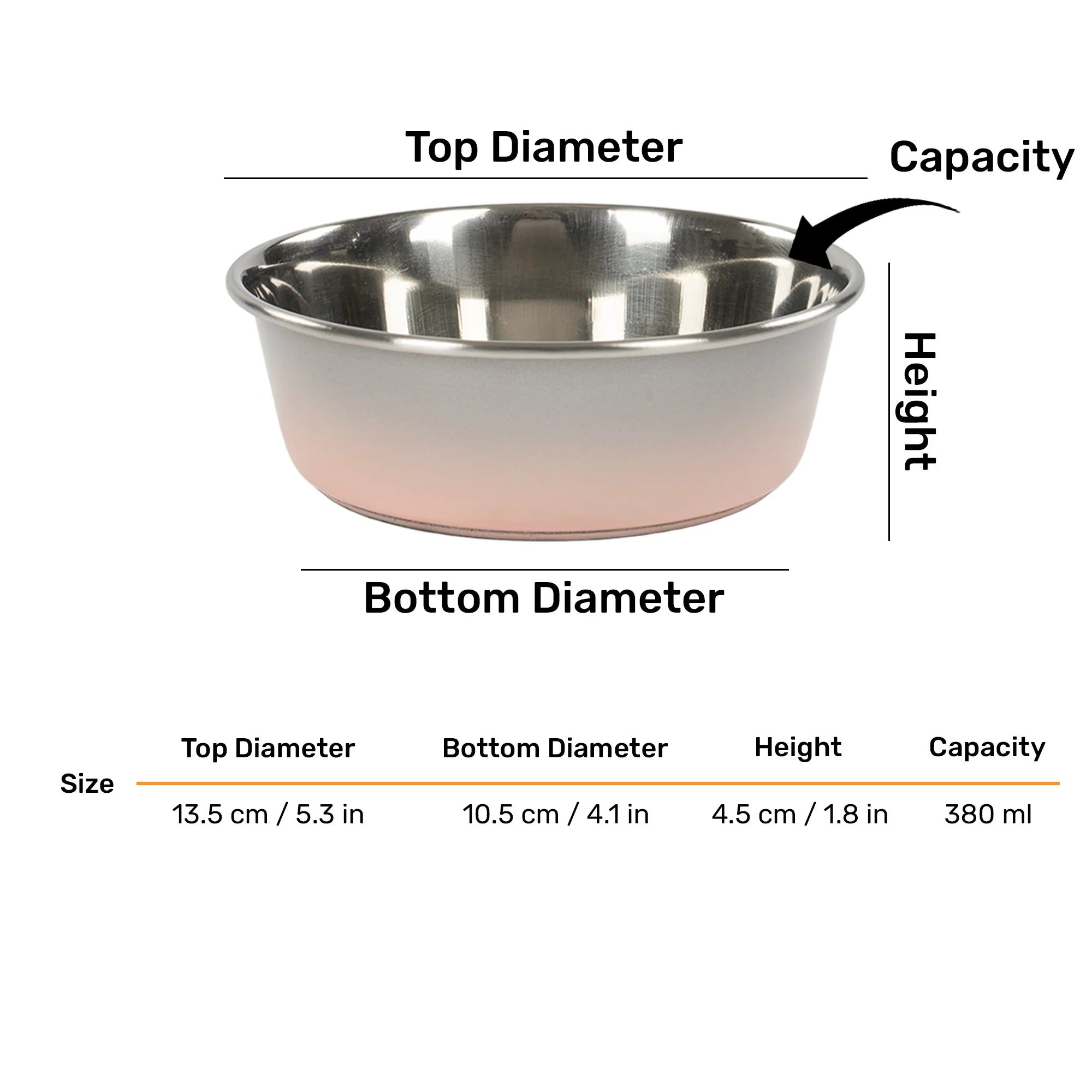 HUFT Tiny Tails Printed Steel Bowl For Puppy - Pink & Grey