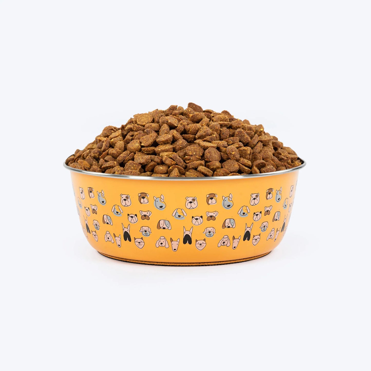 Huft Doodle Tails Printed Steel Bowl For Dog - Yellow