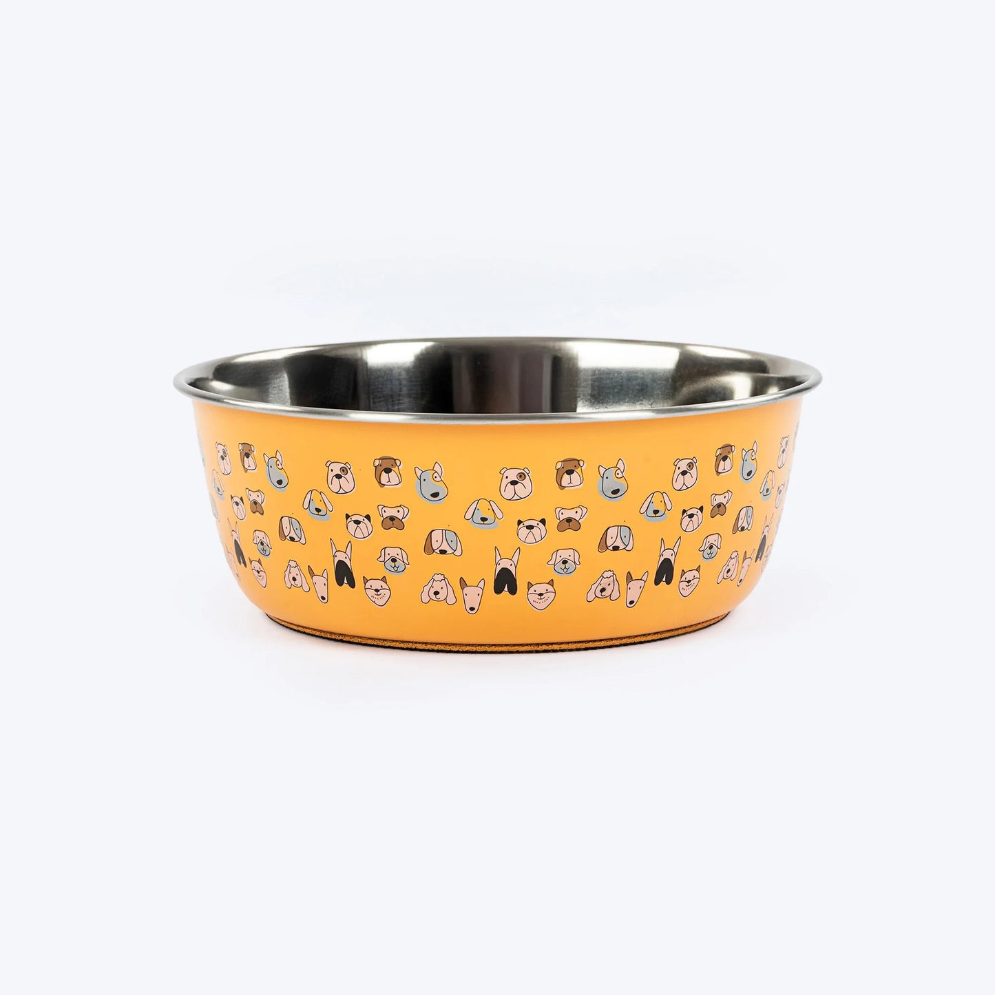 Huft Doodle Tails Printed Steel Bowl For Dog - Yellow