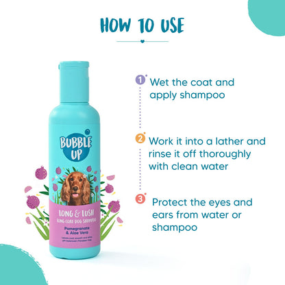 Bubble Up - Long & Lush Long Coat Dog Shampoo - 200 ml