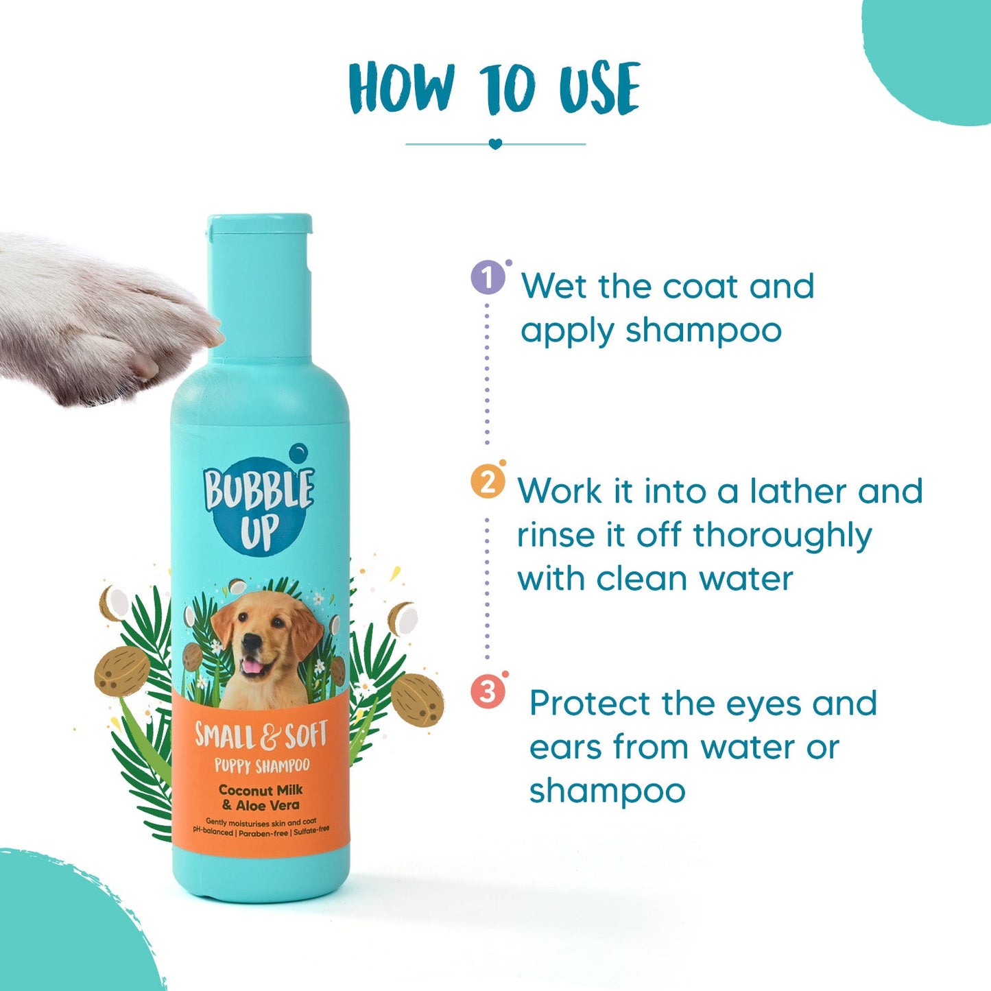 Bubble Up Puppy Shampoo - Coconut Milk & Aloe Vera - 200 ml