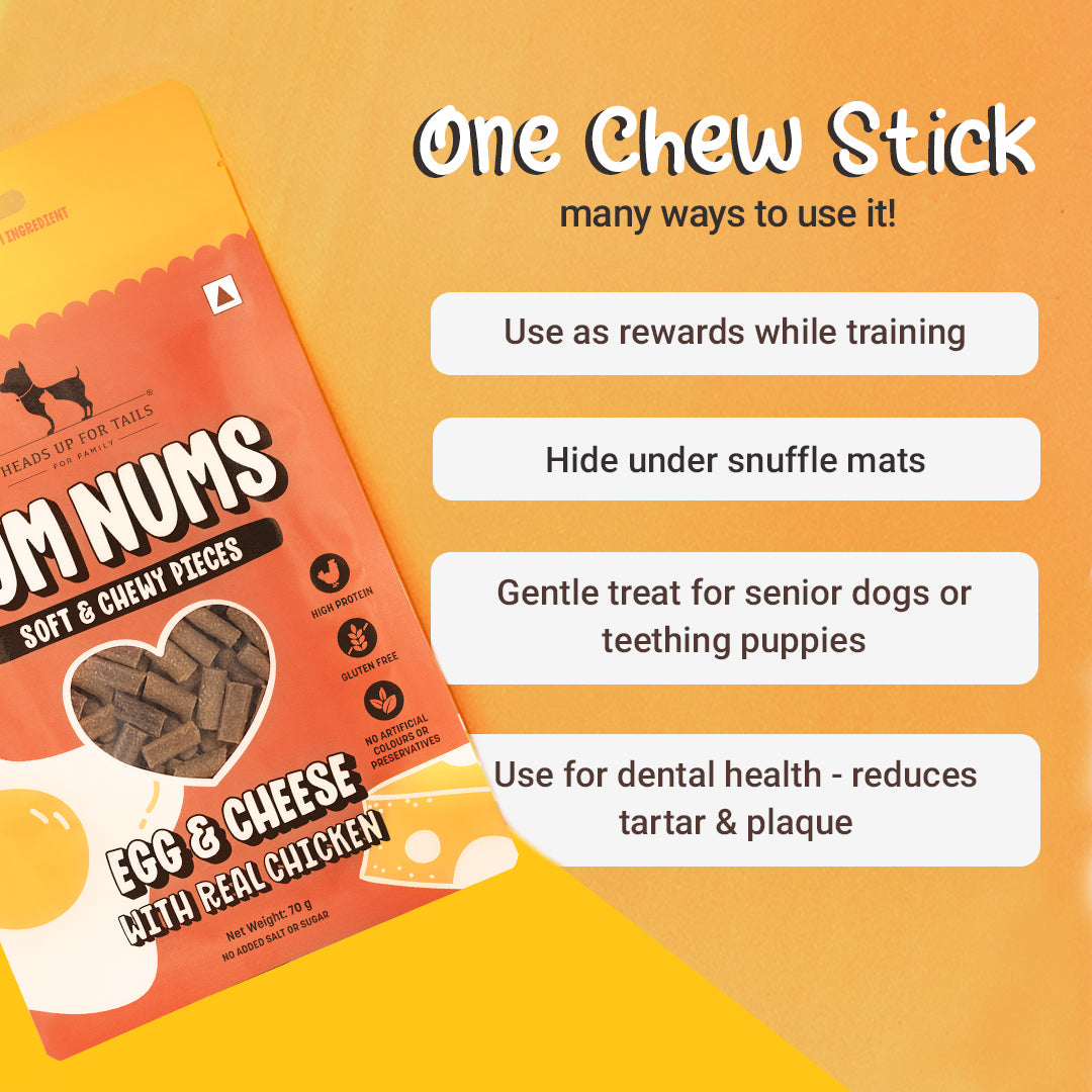 HUFT Yum Nums Soft & Chewy Sticks Egg & Cheese With Real Chicken Treat For Dogs - 70g