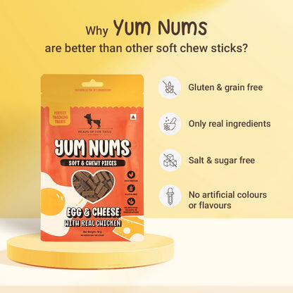 HUFT Yum Nums Soft & Chewy Sticks Egg & Cheese With Real Chicken Treat For Dogs - 70g