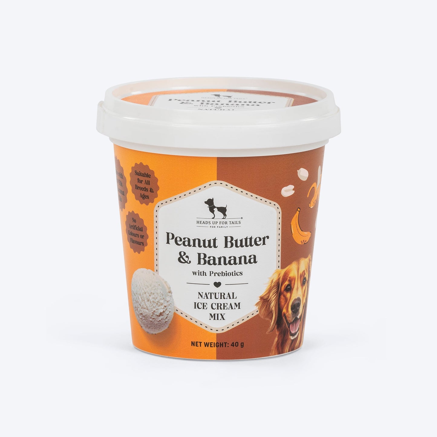 HUFT Peanut Butter & Banana With Prebiotics Natural Ice Cream Mix Treat For Dog - 40 g