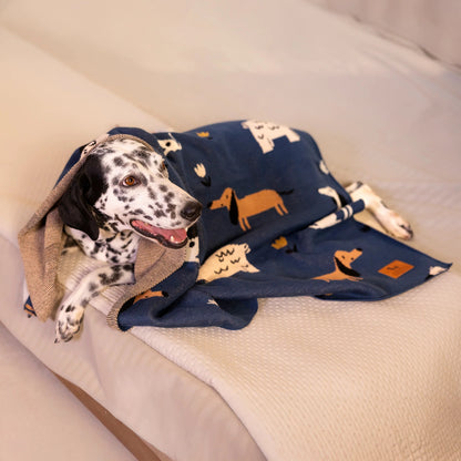 HUFT Bark & Bloom Blanket For Dog - Blue