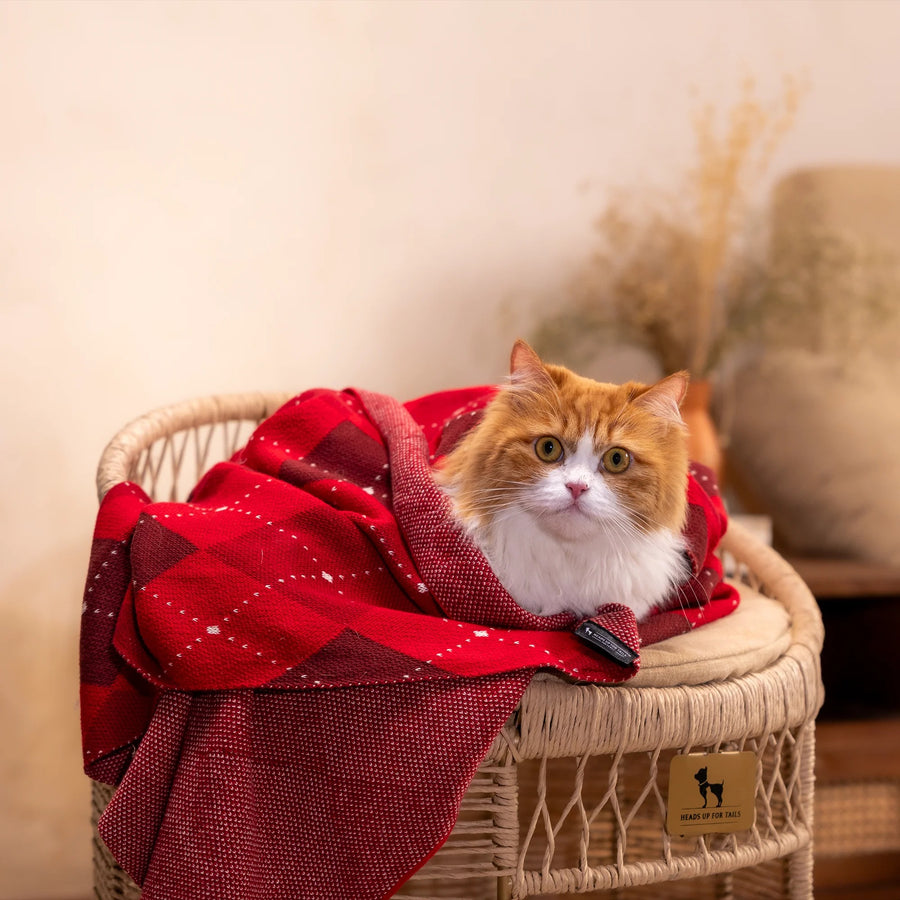 HUFT Cuddle Checks Blanket For Dog & Cat - Red
