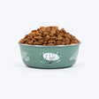 HUFT Ferns & Fur Printed Steel Bowl For Dog - Sage Green