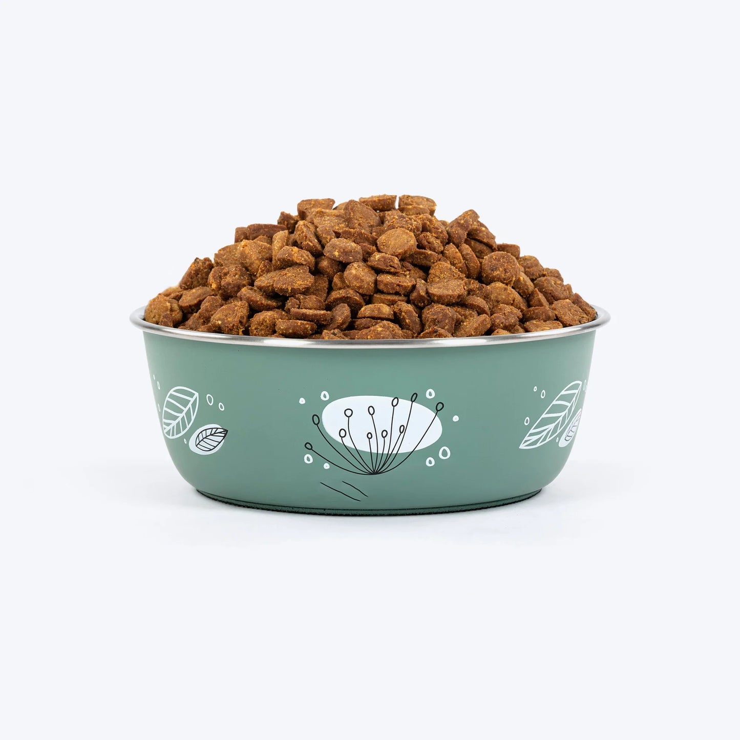 HUFT Ferns & Fur Printed Steel Bowl For Dog - Sage Green