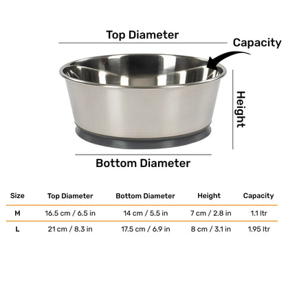 HUFT Suction Bowl For Dog - Grey