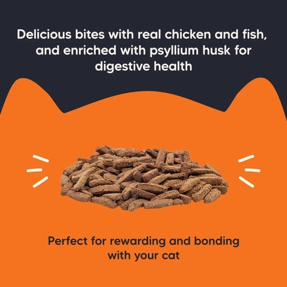 Meowsi by HUFT Chicken, Fish & Psyllium Husk Power Bites Cat Treats - 50 gm