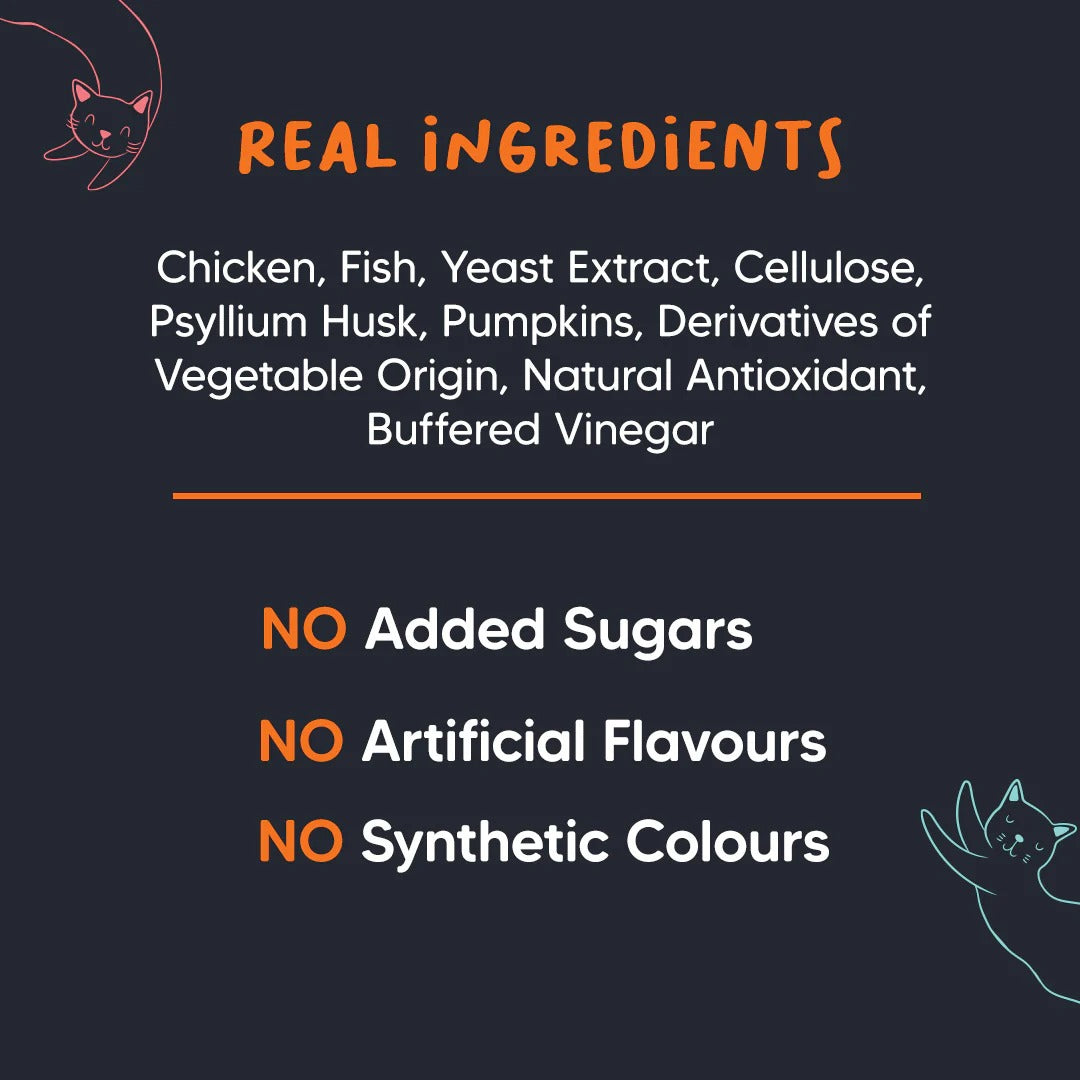 Meowsi by HUFT Chicken, Fish & Psyllium Husk Power Bites Cat Treats - 50 gm