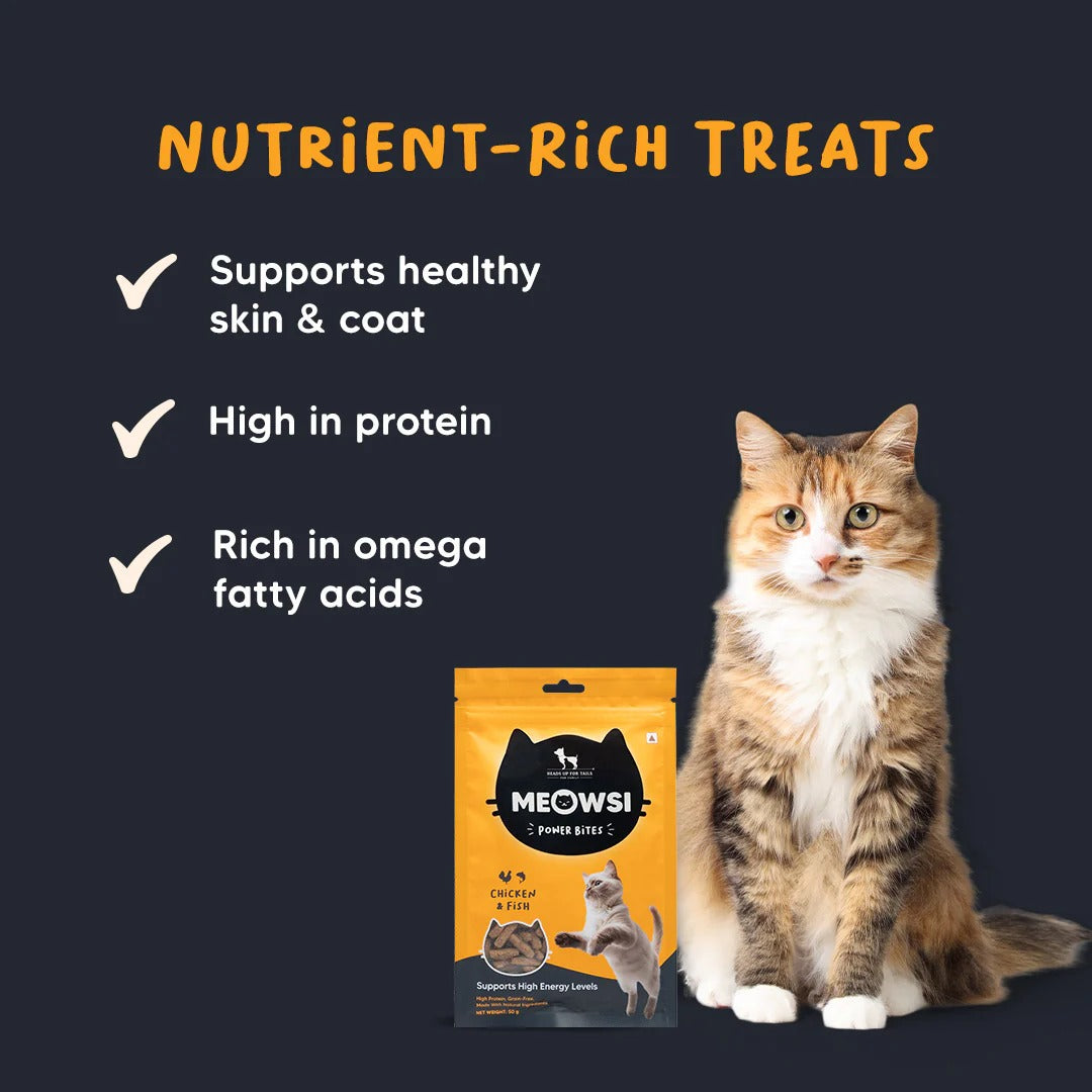 Meowsi by HUFT Chicken & Fish Power Bites Cat Treats - 50 gm
