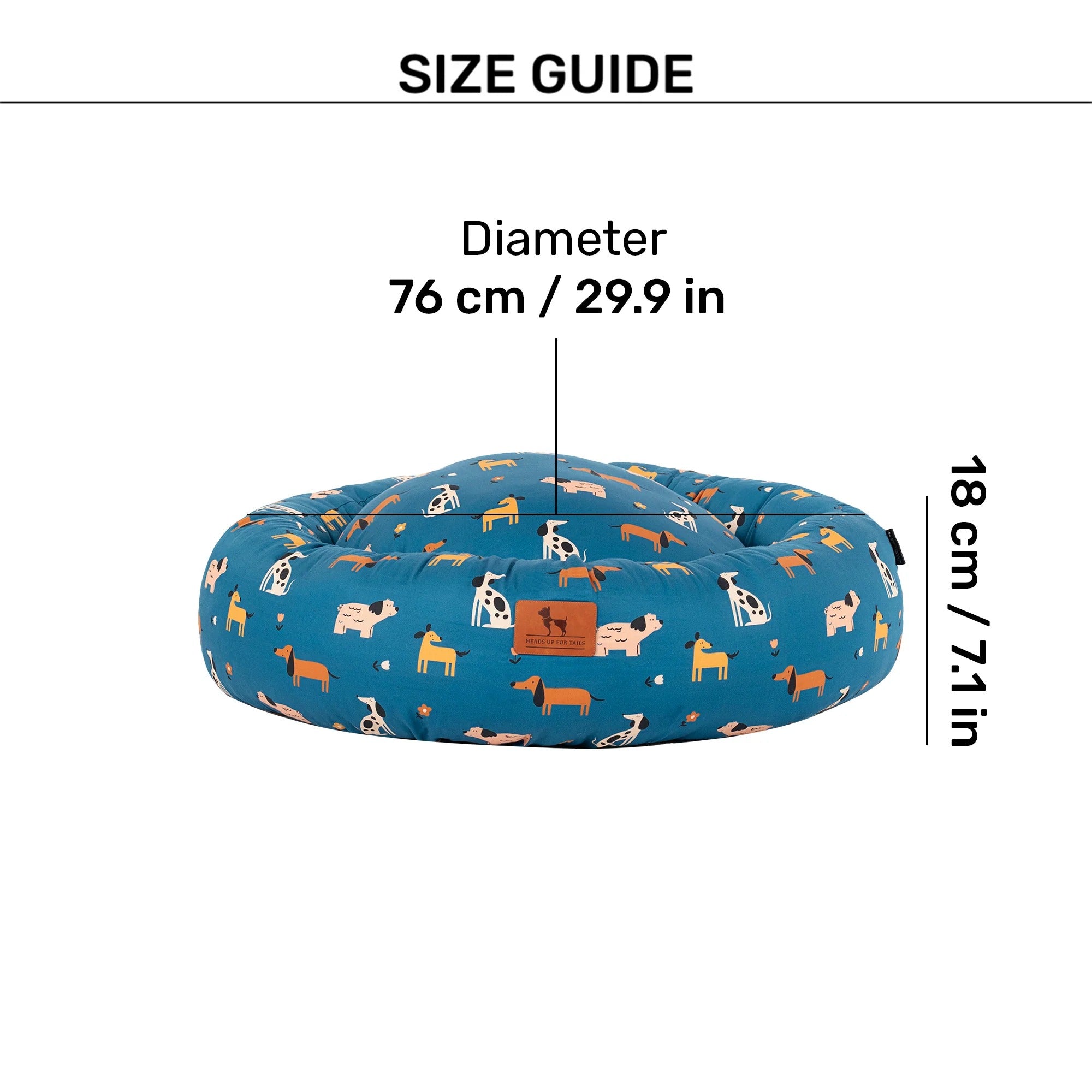 HUFT Bark & Bloom Donut Bed For Dog - Blue